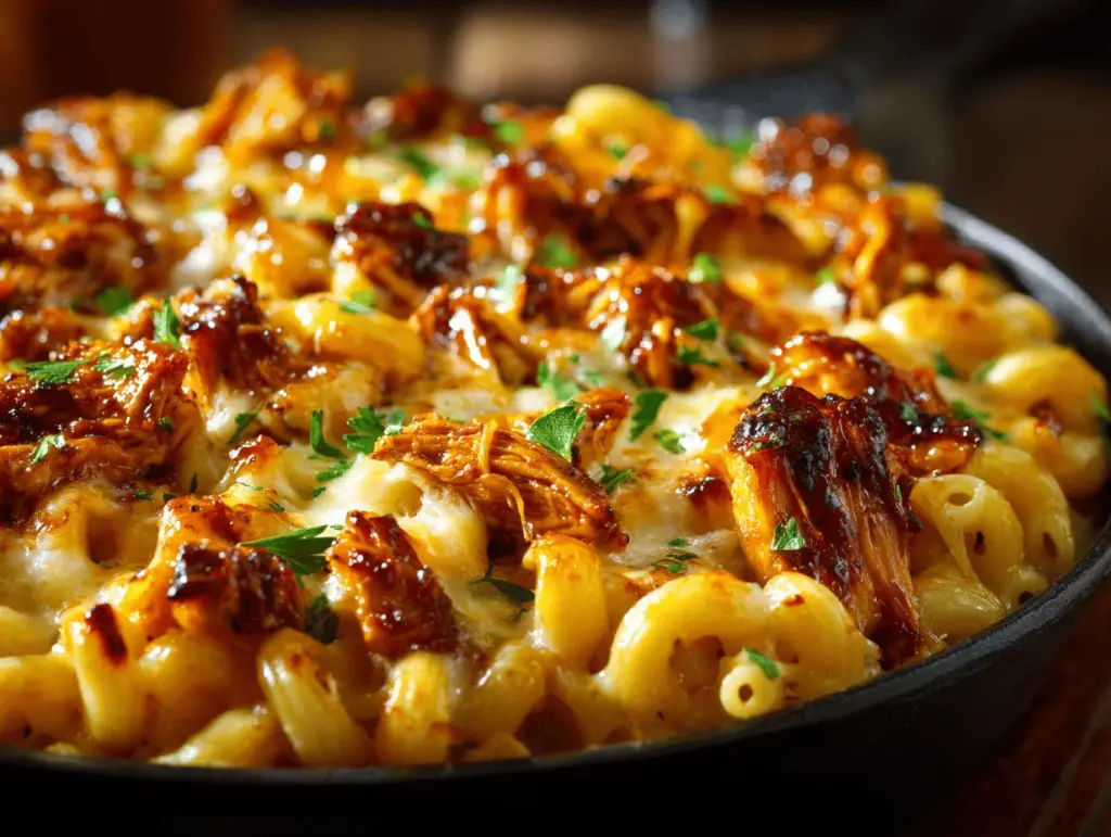 BBQ chicken mac and cheese skillet - featured image
