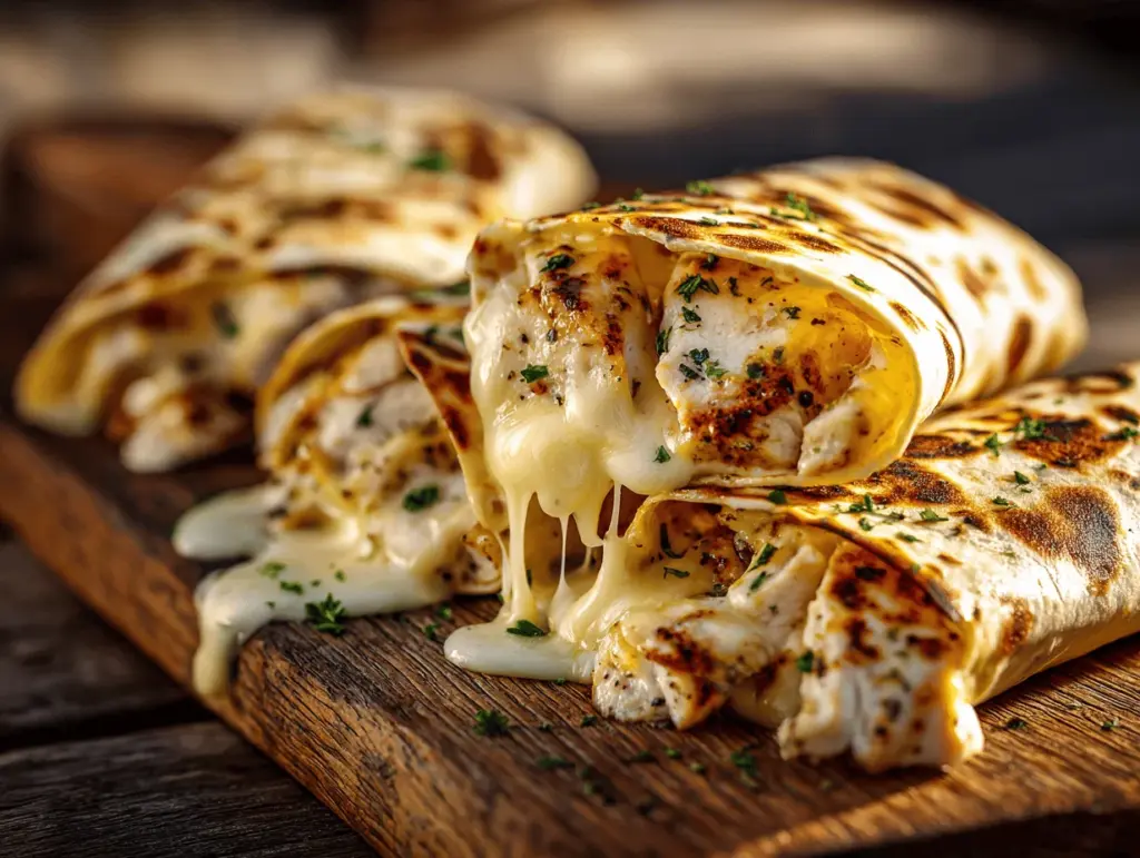 cheesy garlic chicken wraps - featured image