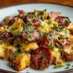 cheesy ranch potatoes and smoked sausage - featured image
