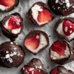 chocolate strawberry frozen yogurt bites - featured image