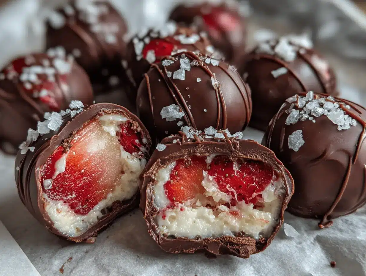 chocolate strawberry frozen yogurt bites preparation steps