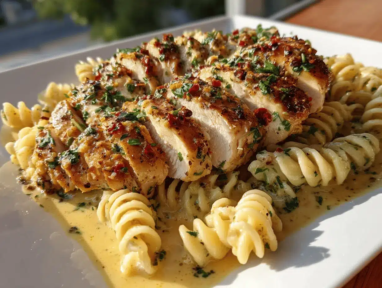 creamy garlic Parmesan chicken pasta preparation steps