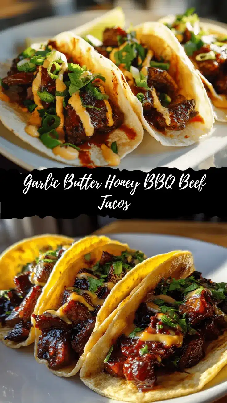 Garlic Butter Honey BBQ Beef Tacos recipe
