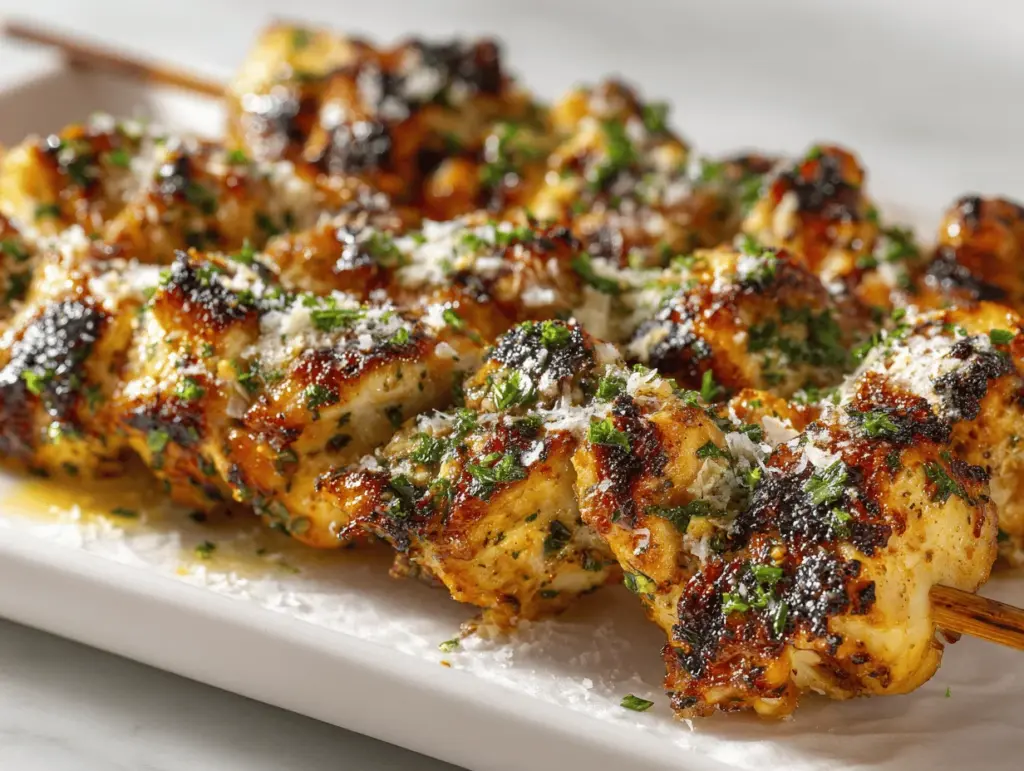 grilled ranch garlic parmesan chicken skewers - featured image