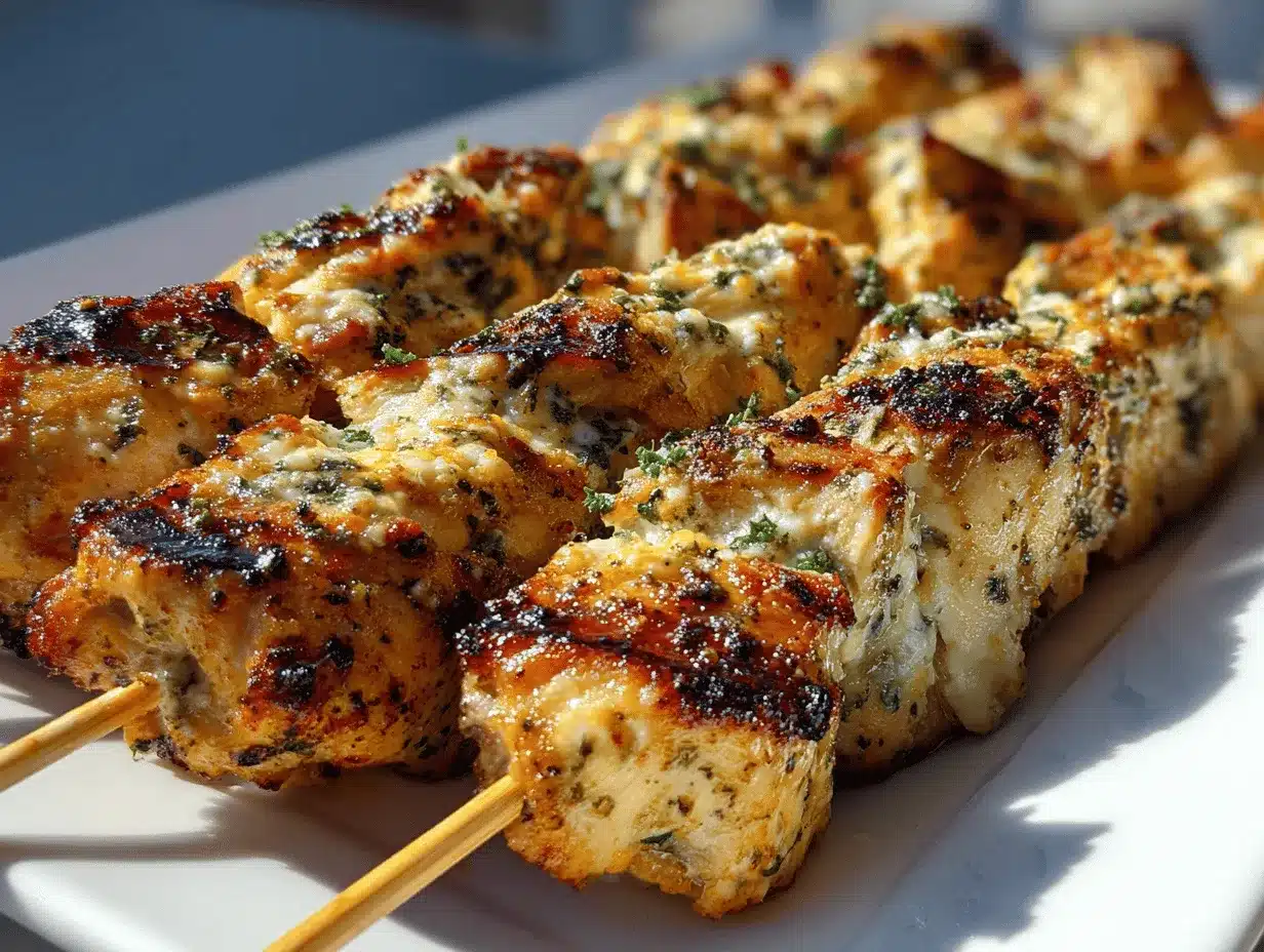 grilled ranch garlic parmesan chicken skewers preparation steps