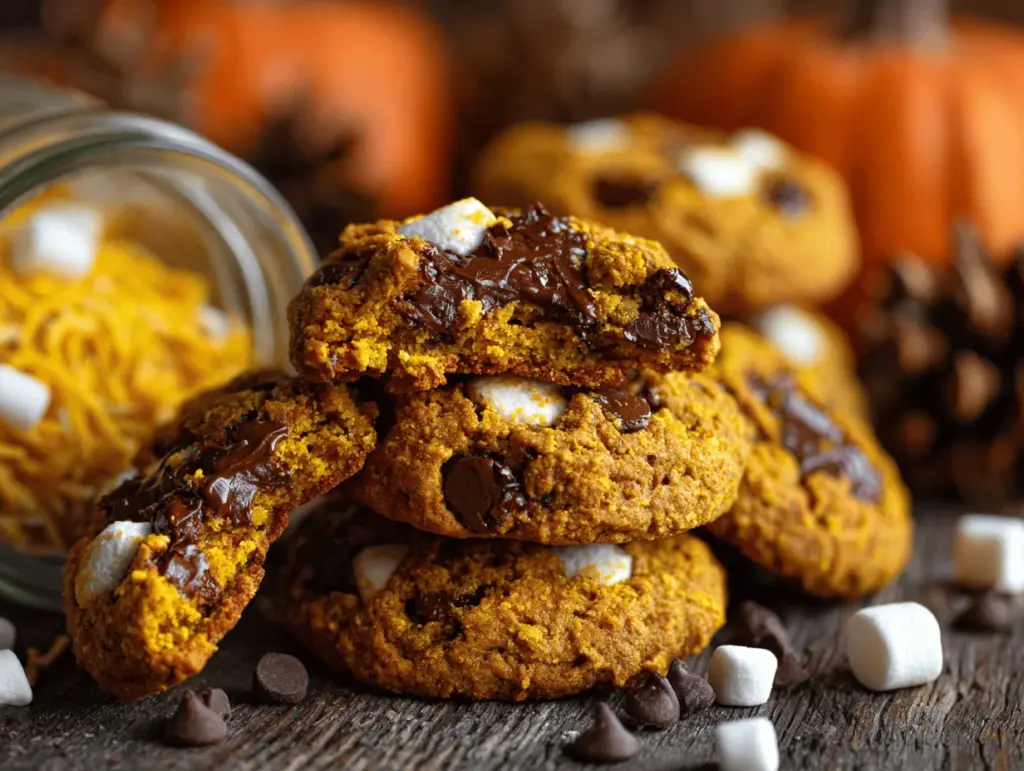 pumpkin smores cookies - featured image
