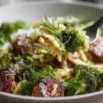 sausage broccoli orzo bowl - featured image