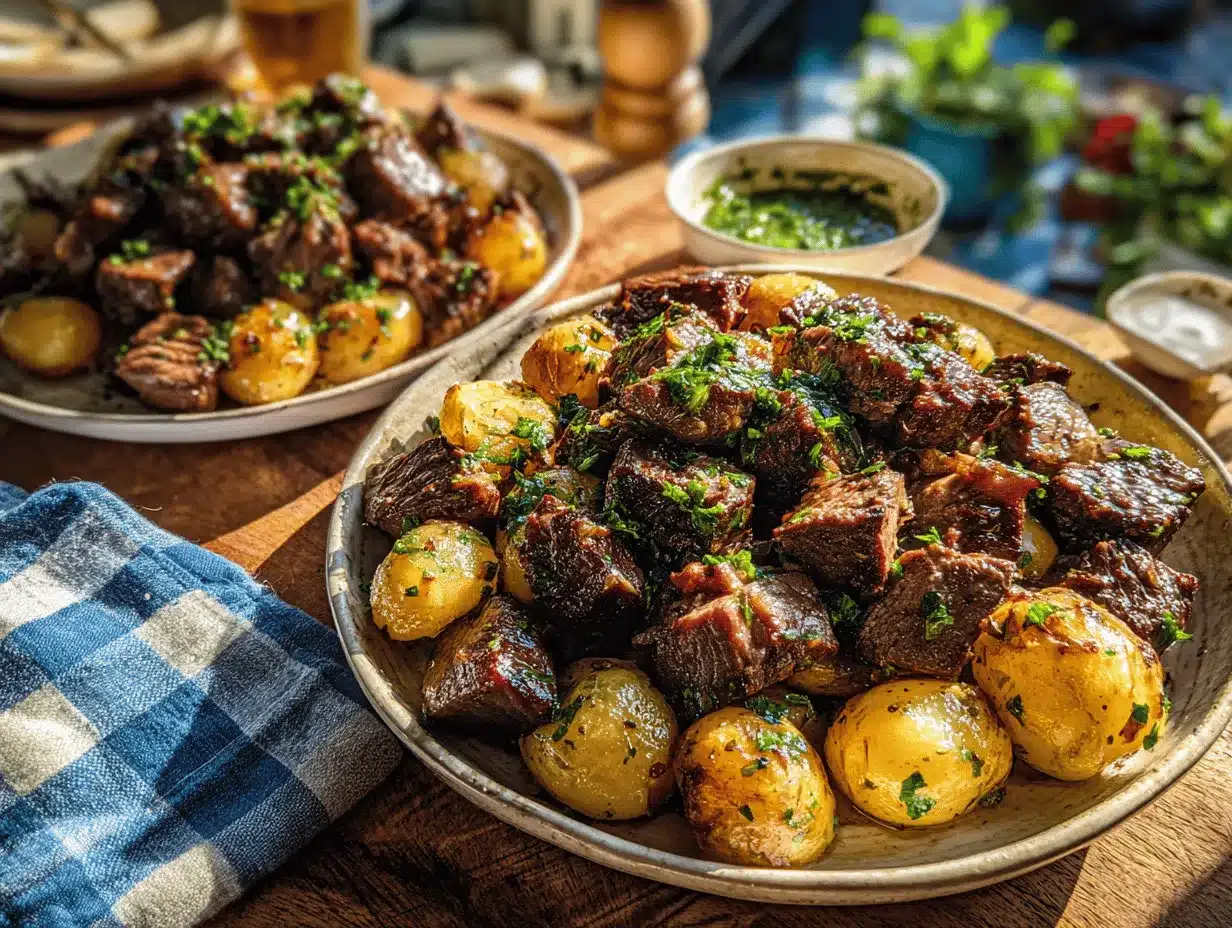 slow cooker garlic butter beef bites preparation steps