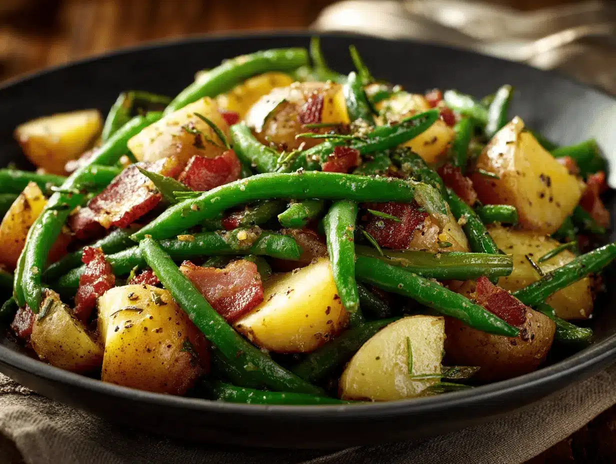 country ranch green beans and potatoes with bacon preparation steps