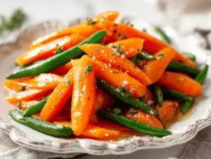 honey glazed carrots and green beans - featured image
